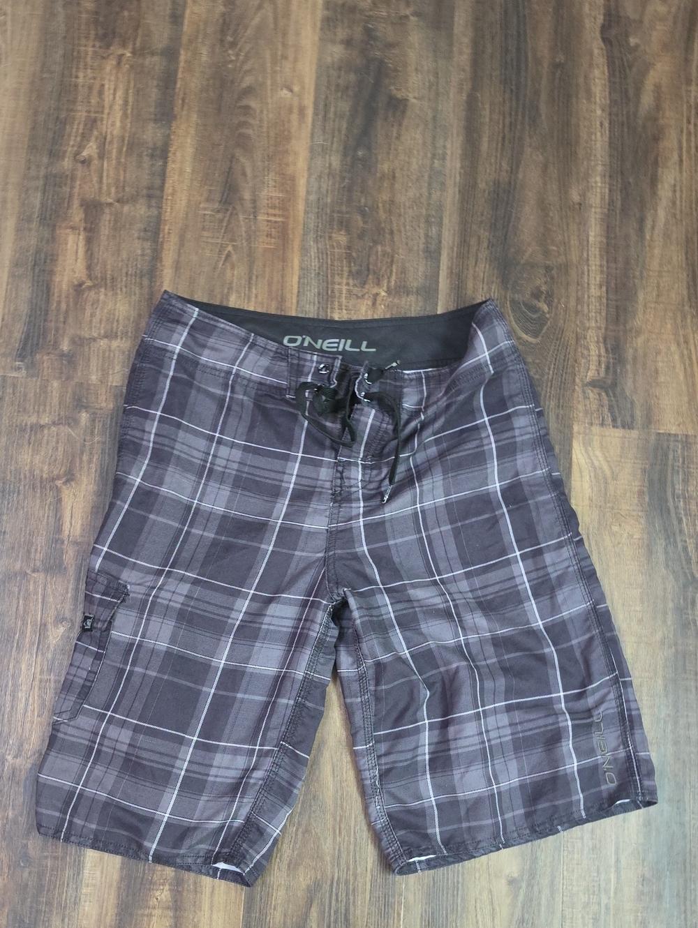 O'neill Black Plaid Swim Trunks Board Shorts W30